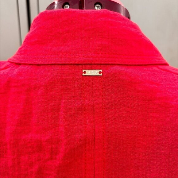 VEX Collection Gorgeous Red Jacket Blazer Women's Size 38 with Gold Zip Hardware - Picture 3 of 9